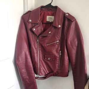 Maroon Faux Leather Jacket